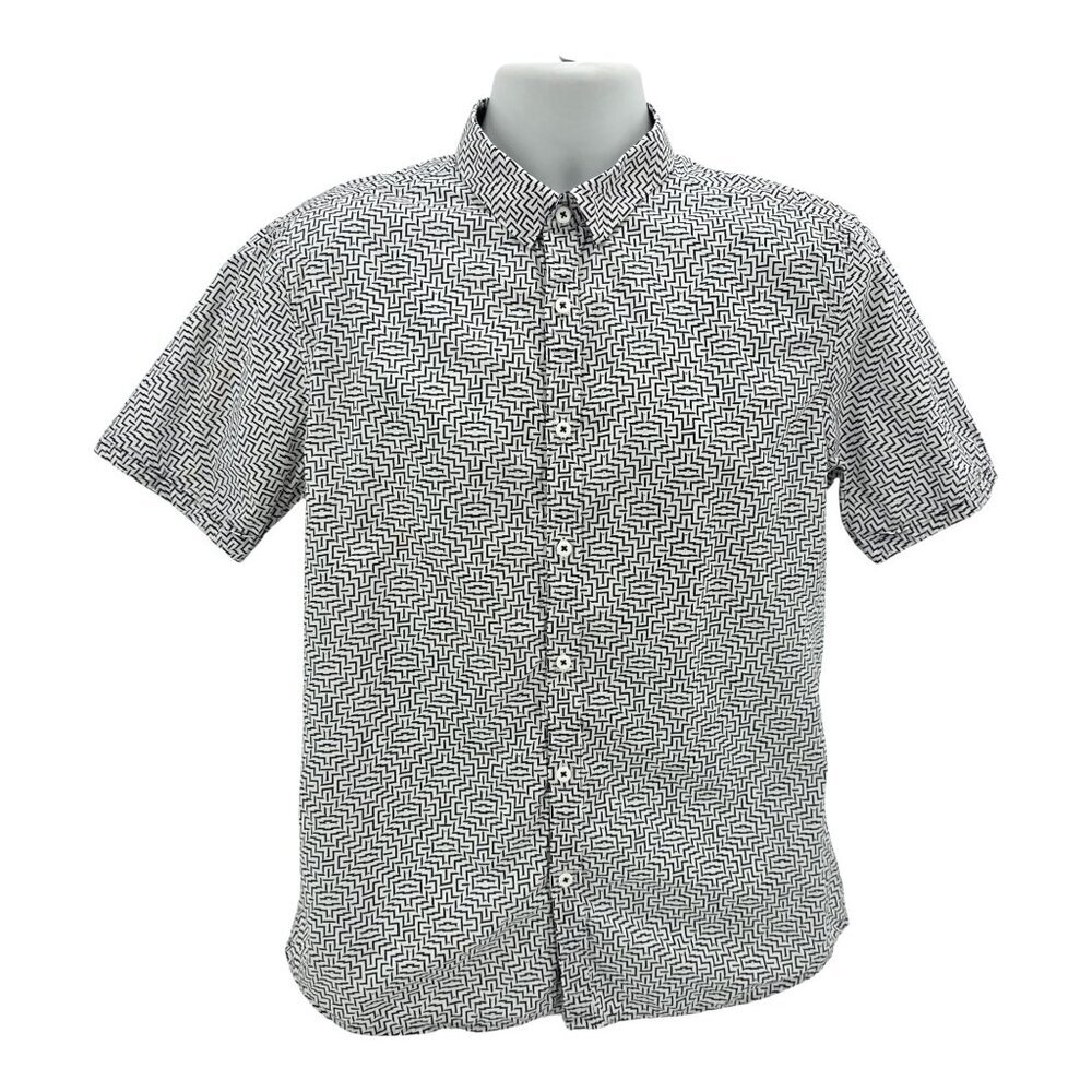 7 Diamonds Mens Large Shirt Hypnotic 7Diamonds Fit Retro Zig Zag Button Party